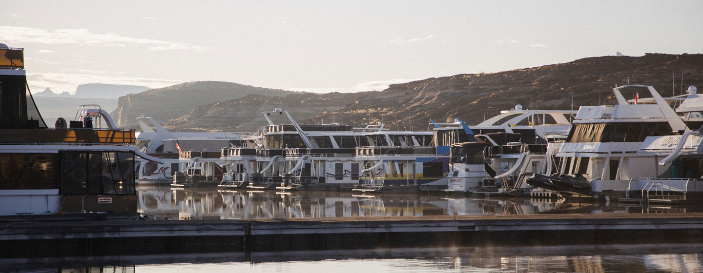 Houseboats docked at Antelope Point Marina Lake Powell